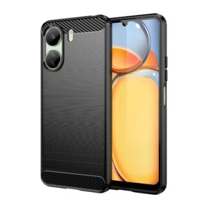 Aizmugurējais vāciņš Hurtel  Carbon Case for Xiaomi Redmi 13c Flexible Silicone Carbon Cover - Black 