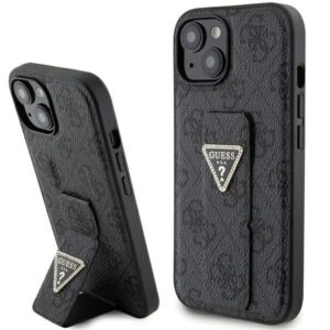 Aizmugurējais vāciņš Guess  Guess Grip Stand 4G Triangle Strass case for iPhone 15 - black