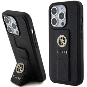 Aizmugurējais vāciņš Guess  Guess Grip Stand 4G Saffiano Strass case for iPhone 15 Pro Max - black