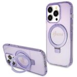Aizmugurējais vāciņš Guess  Guess Ring Stand Script Glitter MagSafe case for iPhone 15 Pro Max - purple