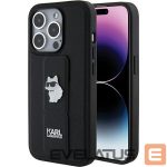 Aizmugurējais vāciņš Karl Lagerfeld  Karl Lagerfeld Gripstand Saffiano Choupette Pins case for iPhone 15 Pro - black 