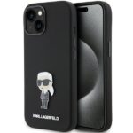 Aizmugurējais vāciņš Karl Lagerfeld Apple Karl Lagerfeld Silicone Ikonik Metal Pin case for iPhone 15 - black 