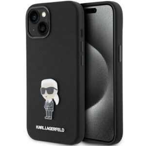 Nugarėlės dėklai Karl Lagerfeld Apple Karl Lagerfeld Silicone Ikonik Metal Pin case for iPhone 15 - black 