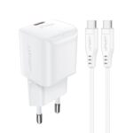 Adaptrid Acefast  Acefast A73 Mini PD 20W GaN wall charger + USB-C cable - white 