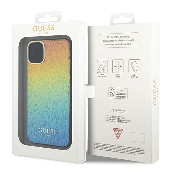 Back panel cover Guess Guess IML Faceted Mirror Disco Iridescent case for iPhone 11 / Xr - multicolor