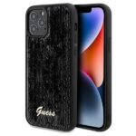 Aizmugurējais vāciņš Guess  Guess Sequin Script Metal case for iPhone 12/12 Pro - black 