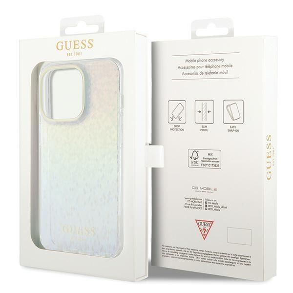 Back panel cover Guess Guess IML Faceted Mirror Disco Iridescent case for iPhone 14 Pro - multicolored
