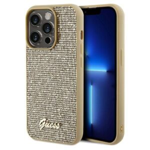 Aizmugurējais vāciņš Guess  Guess Disco Metal Script case for iPhone 14 Pro Max - gold