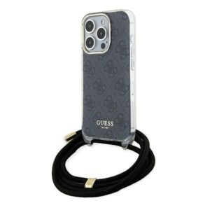 Aizmugurējais vāciņš Guess  Guess Crossbody Cord 4G Print case for iPhone 15 Pro - black