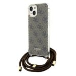 Back panel cover Guess  Guess Crossbody Cord 4G Print case for iPhone 15 / 14 / 13 - brown 