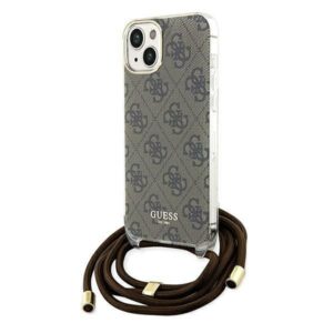 Aizmugurējais vāciņš Guess  Guess Crossbody Cord 4G Print case for iPhone 15 / 14 / 13 - brown