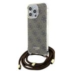 Aizmugurējais vāciņš Guess  Guess Crossbody Cord 4G Print case for iPhone 15 Pro Max - brown