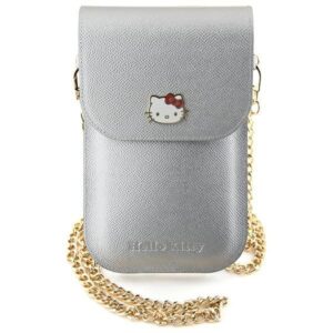 Aizmugurējais vāciņš Hello Kitty  Hello Kitty Leather Metal Logo Chain bag - silver 