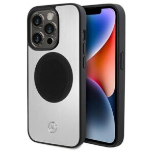 Чехол на заднюю панель Mercedes-Benz  Mercedes Leather&Alu MagSafe case for iPhone 15 Pro - silver 