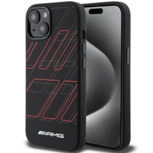 Aizmugurējais vāciņš Mercedes-Benz  AMG Silicone Large Rhombuses Pattern MagSafe Case for iPhone 15/14/13 - Black 