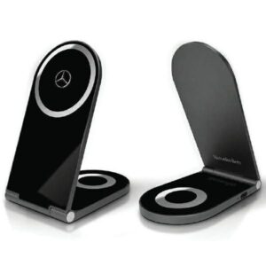 Adapteriai Mercedes-Benz  Mercedes Silver Stars MagSafe foldable 2in1 15W inductive charger - black 