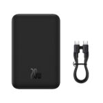 Ārējais akumulators Baseus  Baseus Magnetic Mini 20000 mAh 20W Powerbank - black + USB-C / USB-C cable