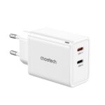 Adapteris Choetech  Choetech PD6013 2x USB-C PD 65W GaN wall charger - white 