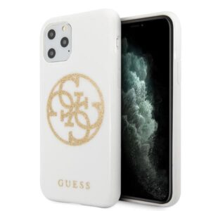 Aizmugurējais vāciņš Guess  Guess GUHCN65TPUWHGLG iPhone 11 Pro Max white/white hard case Glitter 4G Circle Logo