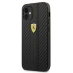 Back panel cover Ferrari  Ferrari FESNECHCP12SBK iPhone 12 mini 5.4" black/black hardcase On Track PU Carbon