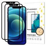 Apsauginiai stiklai Wozinsky  Wozinsky 2x Tempered Glass Full Glue Super Tough Screen Protector Full Coveraged with Frame Case Friendly for iPhone 12 Pro / iPhone 12 black 