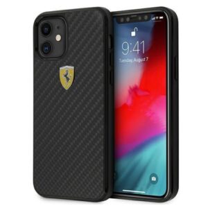 Aizmugurējais vāciņš Ferrari  Ferrari FERCAHCP12SBK iPhone 12 mini 5.4" black/black hardcase On Track Real Carbon
