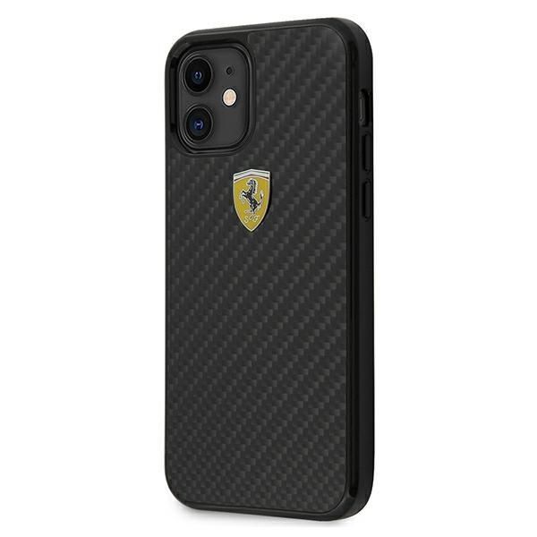 Back panel cover Ferrari Ferrari FERCAHCP12SBK iPhone 12 mini 5.4" black/black hardcase On Track Real Carbon