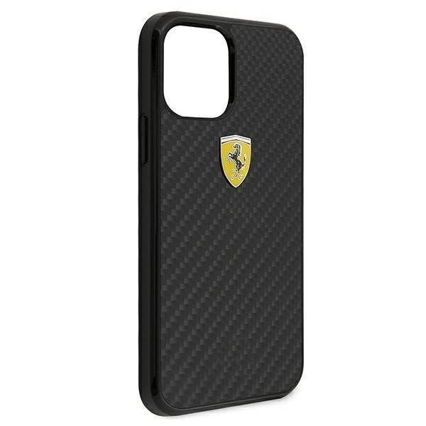 Back panel cover Ferrari Ferrari FERCAHCP12SBK iPhone 12 mini 5.4" black/black hardcase On Track Real Carbon