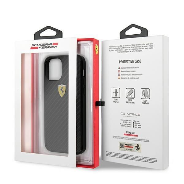 Back panel cover Ferrari Ferrari FERCAHCP12SBK iPhone 12 mini 5.4" black/black hardcase On Track Real Carbon
