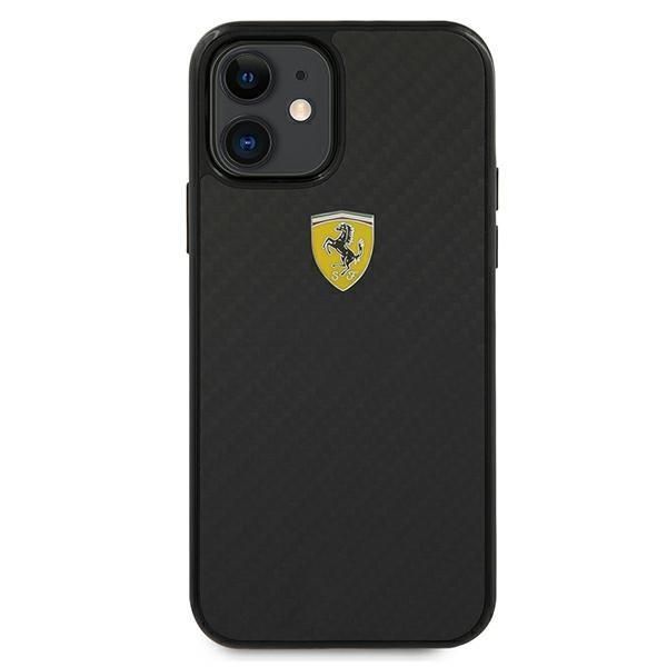 Back panel cover Ferrari Ferrari FERCAHCP12SBK iPhone 12 mini 5.4" black/black hardcase On Track Real Carbon