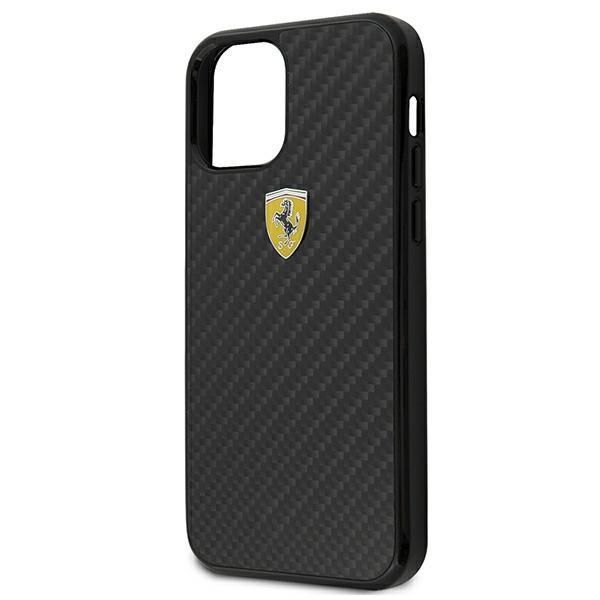 Back panel cover Ferrari Ferrari FERCAHCP12SBK iPhone 12 mini 5.4" black/black hardcase On Track Real Carbon