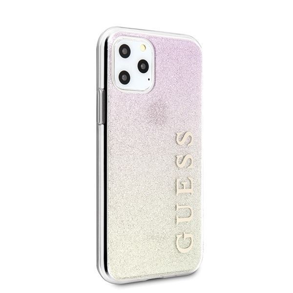 Back panel cover Guess Guess GUHCN65PCUGLGPI iPhone 11 Pro Max rose gold/gold pink hard case Gradient Glitter
