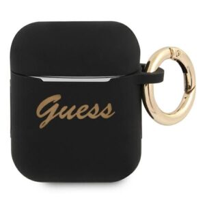 Aizmugurējais vāciņš Guess  Guess GUA2SSSK AirPods cover black/black Silicone Vintage Script 