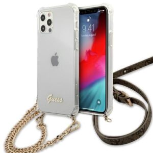 Aizmugurējais vāciņš Guess  Guess GUHCP12MKC4GSGO iPhone 12/12 Pro 6.1" Transparent hard case 4G Gold Chain