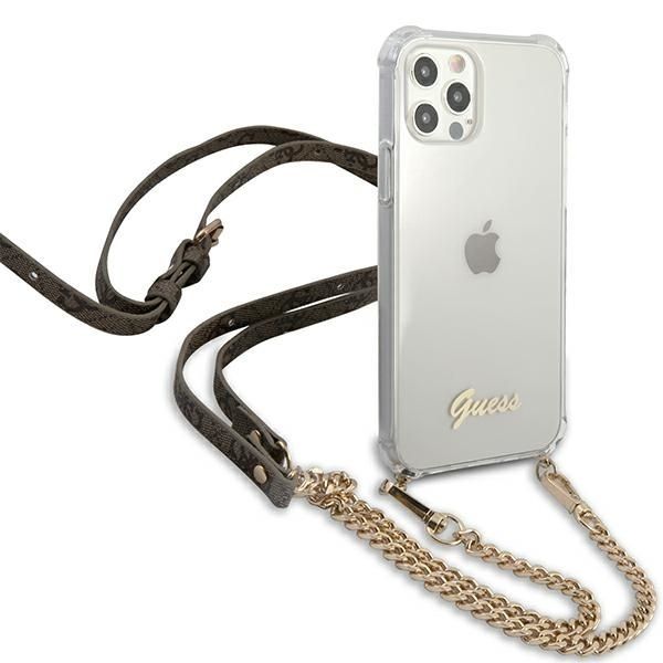 Back panel cover Guess Guess GUHCP12MKC4GSGO iPhone 12/12 Pro 6.1" Transparent hard case 4G Gold Chain