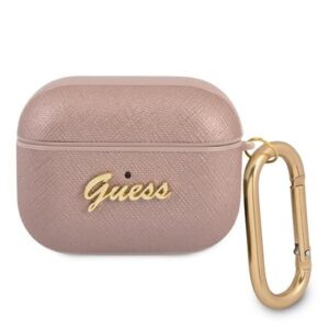 Aizmugurējais vāciņš Guess  Guess GUAPSASMP AirPods Pro cover pink/pink Saffiano Script Metal Collection 