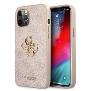 Aizmugurējais vāciņš Guess  Guess GUHCP12M4GMGPI iPhone 12/12 Pro 6,1" różowy/pink hardcase 4G Big Metal Logo