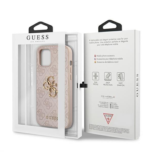 Back panel cover Guess Guess GUHCP12M4GMGPI iPhone 12/12 Pro 6,1" różowy/pink hardcase 4G Big Metal Logo