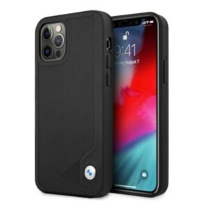 Aizmugurējais vāciņš BMW  Etui BMW BMHCP12MRCDPK iPhone 12/12 Pro 6,1" czarny/black hardcase Leather Deboss 