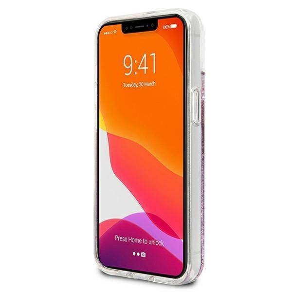 Aizmugurējais vāciņš Guess Guess GUHCP13SLGPEPI iPhone 13 mini 5.4" pink/pink hardcase Peony Liquid Glitter