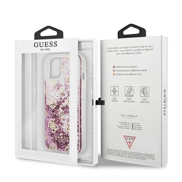 Aizmugurējais vāciņš Guess Guess GUHCP13SLGPEPI iPhone 13 mini 5.4" pink/pink hardcase Peony Liquid Glitter