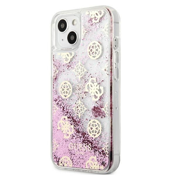 Aizmugurējais vāciņš Guess Guess GUHCP13SLGPEPI iPhone 13 mini 5.4" pink/pink hardcase Peony Liquid Glitter