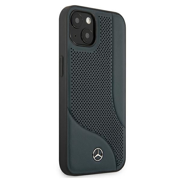 Tagakaaned Mercedes-Benz Mercedes Leather Perforated Area Case for iPhone 13 mini - Navy Blue