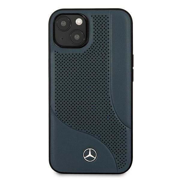 Tagakaaned Mercedes-Benz Mercedes Leather Perforated Area Case for iPhone 13 mini - Navy Blue