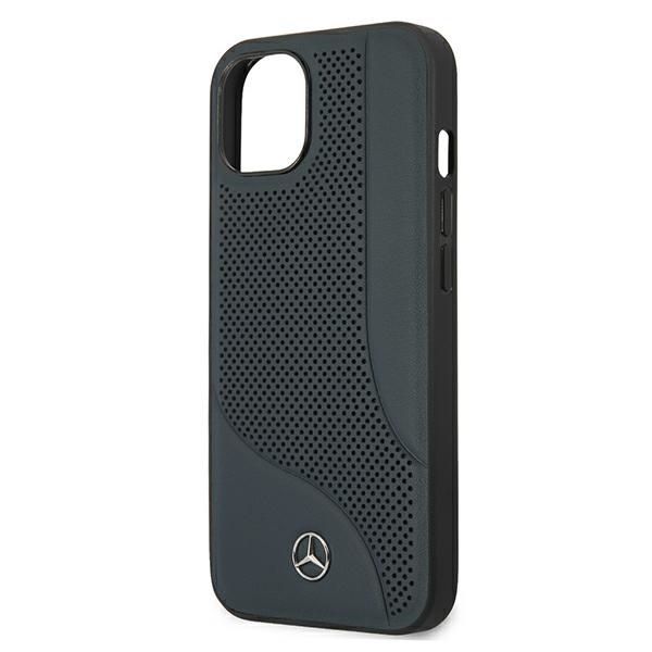 Tagakaaned Mercedes-Benz Mercedes Leather Perforated Area Case for iPhone 13 mini - Navy Blue