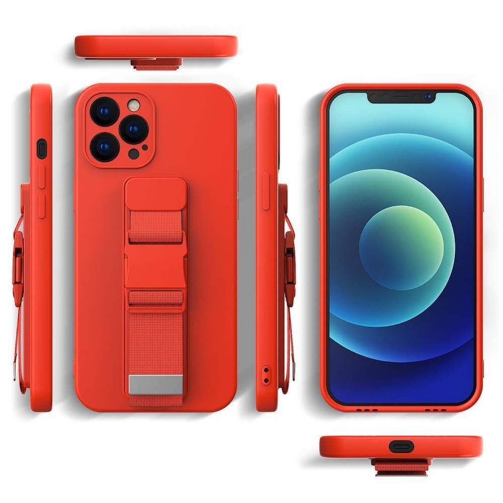 Nugarėlės dėklai Hurtel Rope Case Silicone Cover with Lanyard Purse Lanyard Strap for Redmi Note 11 Pro Red