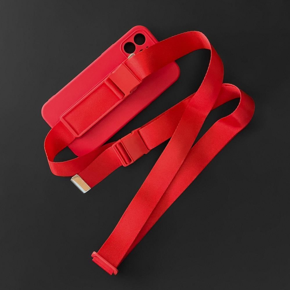 Nugarėlės dėklai Hurtel Rope Case Silicone Lanyard Cover Purse Lanyard Strap For Samsung Galaxy A13 5G Red