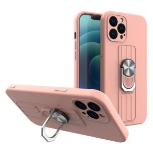 Nugarėlės dėklai Hurtel  Ring Case Silicone Case with Finger Grip and Stand for Xiaomi Poco M4 Pro 5G Pink 