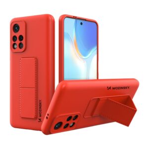 Aizmugurējais vāciņš Wozinsky  Wozinsky Kickstand Case Silicone Stand Cover for Xiaomi Poco M4 Pro 5G red 