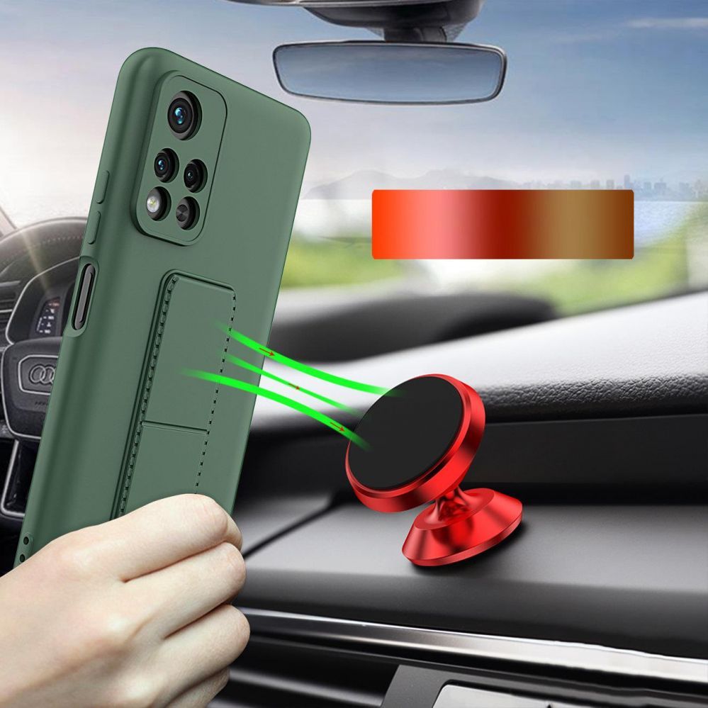 Back panel cover Wozinsky Wozinsky Kickstand Case silicone stand cover for Xiaomi Redmi 10 navy blue